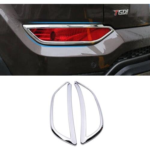 For Hyundai Tucson 2015-2018 Rear Fog Light Foglight Lamp Ring Frame Cover Trim Black Carbon Fiber Silver Color Sticker