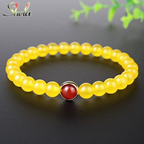 Natural Stone Beaded Charm Bracelet for Women Elastic Copper Ring Yellow Red White Purple Bangle Trendy Fashion Jewelry