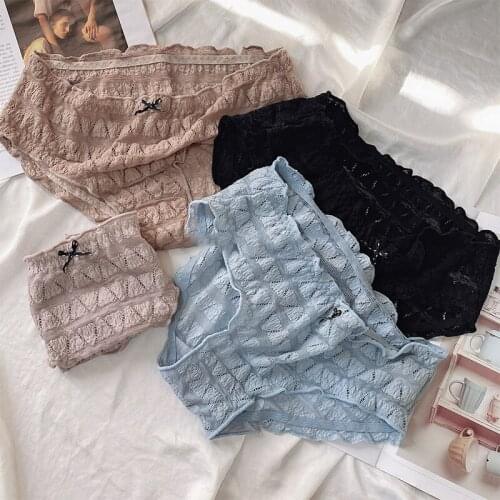 Women Sexy Underwear Panties Breathable Ladies Stringy Selvedge Panties Bow Decoration Briefs Cotton Crotch Underpants