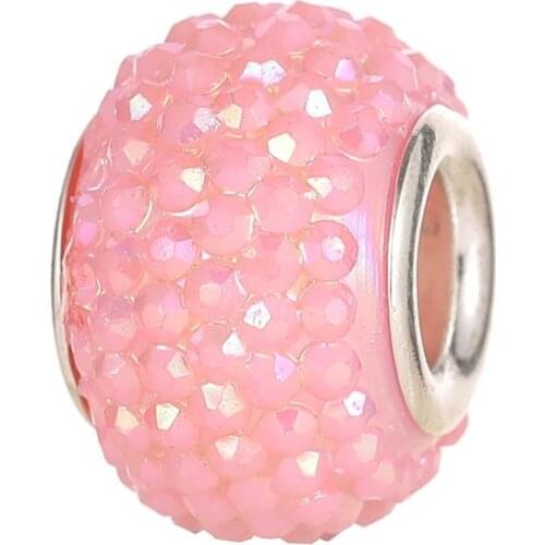 10Pcs Lot Pink Color Murano Charms Opaque Bayberry 5mm Big Hole Beads Fit Pandora Bracelet Chain Spacer Women DIY Jewelry Making