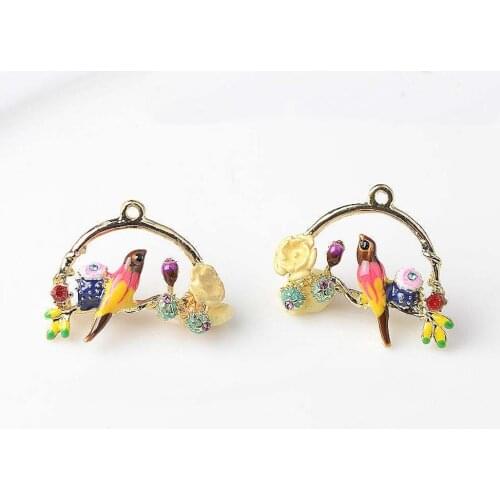 2pcs/lot Creative Alloy Pendent Ornaments Jewelry Accessories DIY Enamel Hanging Buttons for Earrings Earrings, Choker,Necklaces