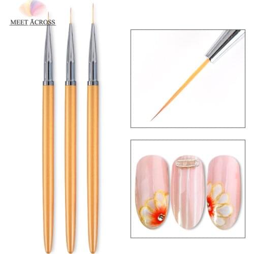 3Pcs/set Gold Nail Art Lines Painting Pen Brush Professional High Quality UV Gel Polish Tips 3D Design Manicure Drawing Tool Kit