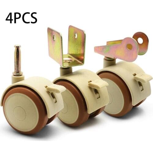 4PCS Furniture Caster Crib Universal Mute With Brake Wheel High Quality Plastic Furniture Outrigger Crib Cart Caster Wheel