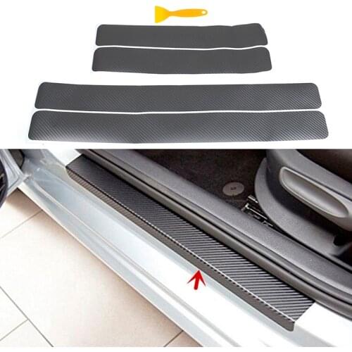 4 Pack Autoparts Guard Threshold Car Door Sill Protector Sticker 3D Carbon Fiber Pedals Guards Anti-kick Scratch Door Kick