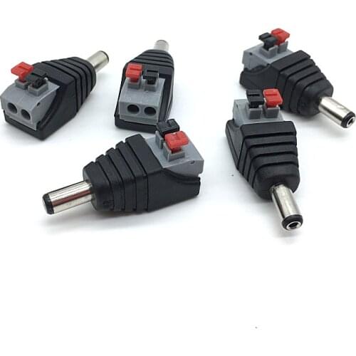 5pcs DC Male Connector 2.1*5.5mm DC Power Jack Adapter Plug Connector for 3528/5050/5730 Single Color Led Strip