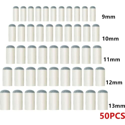 50pcs Plastic Grey Cue 9/10/11/12/13mm Billiards Cue Tips Pool Cue Stick Billiard Snooker Accessories