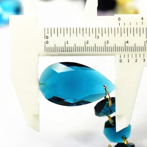6pcs/lot (105MM) Blue Zircon Crystal Glass chandelier Parts ( 38mm Crystal Glass angel tear with 3pcs 14mm octagon Beads)