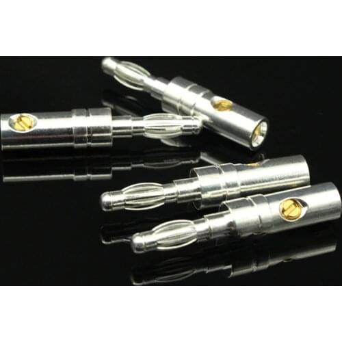 8PCS without logo audio High quality Pure Silver Plated Banana Plug Speaker Cable Wire Connector