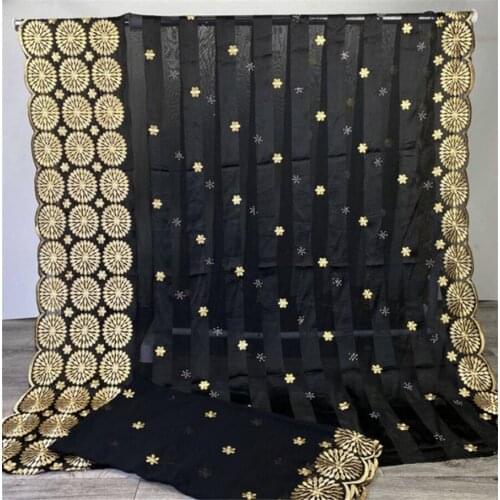 African lace fabric 2021 high quality lace real Silk fabric with embroidery ribbon silk chiffon fabric for party 5+2yards