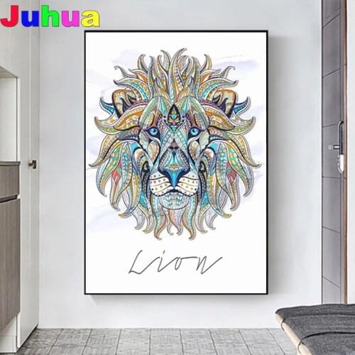 Abstract lion diy 5d diamond Painting Full Square Round drill animal diamond embroidery kids room decor nordic canvas painting
