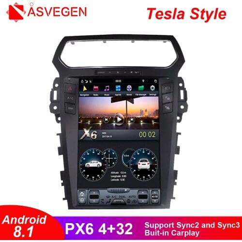 Tesla Style Android 8.1 4+32G Car DVD Player GPS Navigation For Ford Explorer 2011+headunit multimedia audio radio player