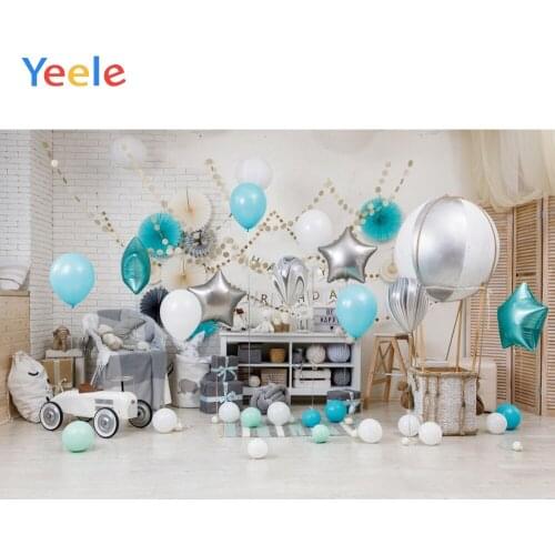Baby Birthday Balloons Toy Car Shelves Chair Baby Child Photography Backgrounds Interior Photographic Backdrops For Photo Studio