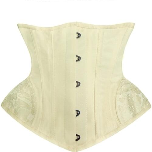 Gothic Corset Waist Trainer Shaper Underbust Hip Cover Bustier Steel Boned Black Nude gaine amincissante femme Corse Corsetto