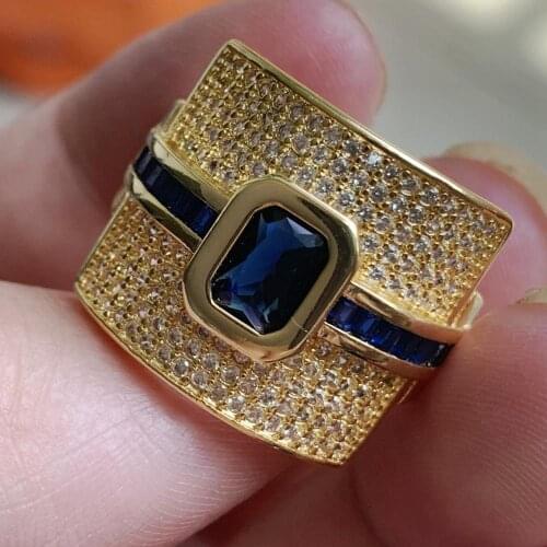 Vecalon Stunning Luxury Jewelry 925 Sterling Silver&Gold Fill Wide Ring 5A Cubic Zirconia Pave CZ Wedding Band Ring for Women