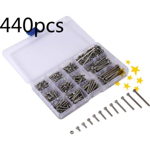 Strength cylindrical head hexagon screw set M3 bolt 304 stainless steel set kit 440 pcs/box