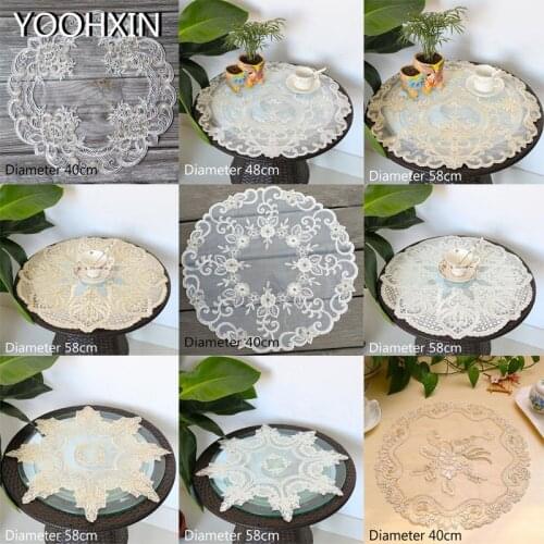 HOT white Lace Embroidery table place mat Christmas gift Round pad Cloth placemat cup mug cookware coaster napkin doily kitchen