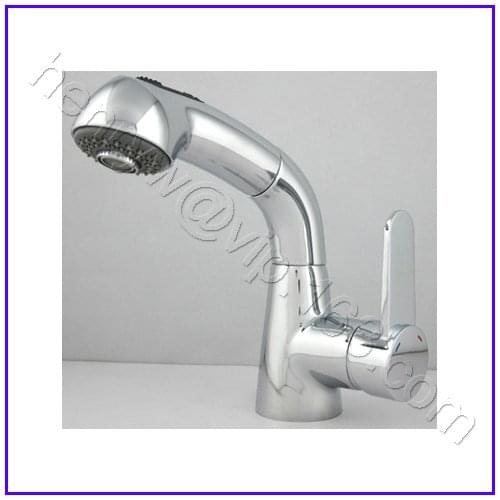 L15821 - Luxury Deck Mounted Chrome Color Brass Material Hot & Cold Water of Pull Out Removable Tap
