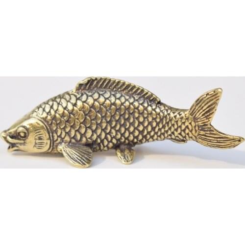 Retro Brass Carp Fish Figurine Miniature Tea Table Pet Small Ornament Copper Animal Feng Shui Crafts Home Decoration Accessories