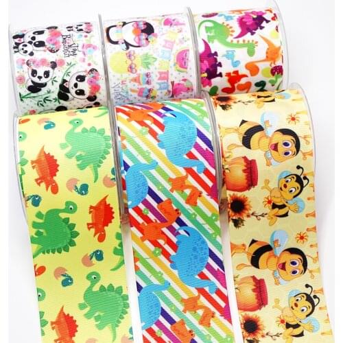 Cartoon Grosgrain/Satin Ribbon Animals Printed Ribbon For Crafts Decoration Bow 10Yards 37355