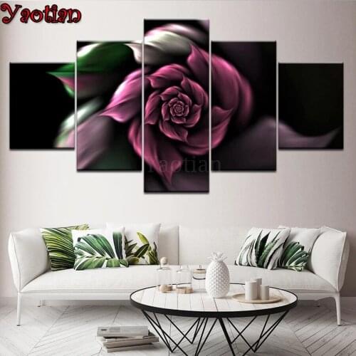 5 Pieces Diamond Painting Full Square Abstract Rose Flower 5d DIY Diamond Embroidery Sale Daimond Mosaic decor home