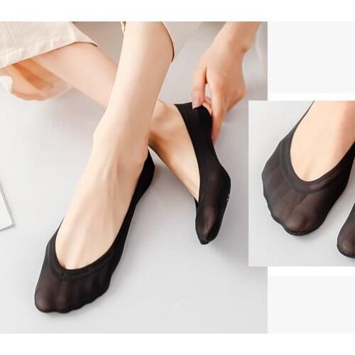 1 Pairs New Hot Sale Socks Summer Thin Sock Silicone Antiskid Ice Silk Socks Seamless Invisible Boat Socks Ladies Slippers Sock
