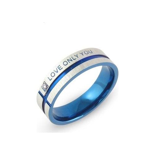 Stainless Steel Wedding Bands blue Couple Rings Korean Jewelry Lovers, his and hers promise ring sets men and women