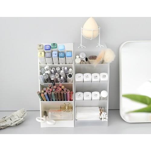 Ins Nordic Style Simple Desktop Storage box Multi Function Oblique Four Grid Pen Holder Non-Printing Style Student Oblique Plug