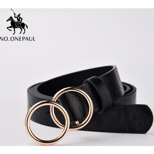NO.ONEPAUL Luxury Designer Belt for women Double ring alloy pin buckle with fashion female dress ladies belts women belt student
