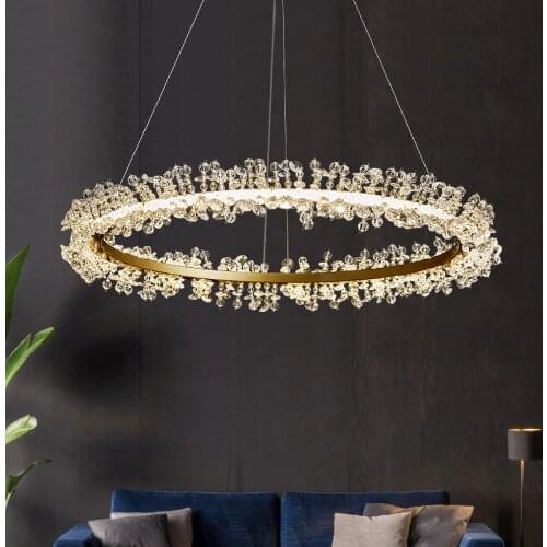 Modern Led Chandelier Crystal Indoor Lighting Loft Chandeliers For Home Decor Brushed Gold Round Hanging Lamp Lustre Bedroom