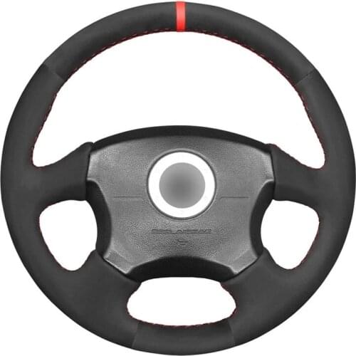 Hand-stitched Black Suede Red Marker Car Steering Wheel Cover for Subaru Impreza WRX 2002 2003 2004 Impreza WRX STI 2004