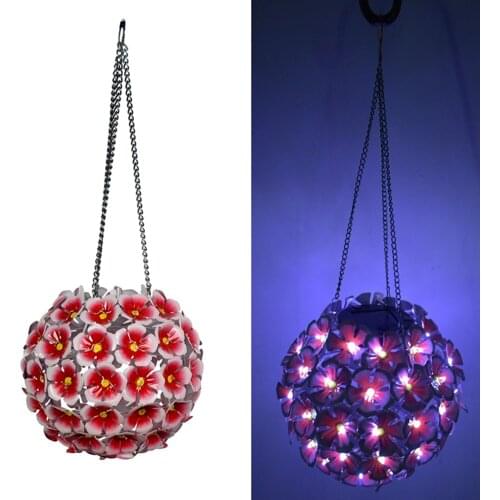 LED Solar Hydrangea Ball Lights Flower Lantern Hanging Lamps Garden Decor Lamp for Yard Garden Path Way Landscape Decorative