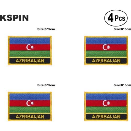 Azerbaijan Rectangular Shape Flag Iron on Saw on Patches Embroidered Flag Patches National Flag Patches for Clothing DIY