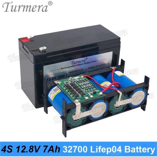 Turmera 32700 Lifepo4 Battery Pack 4S1P 12.8V 7Ah with 4S 40A Balanced BMS for Electric Boat and Uninterrupted Power Supply 12V
