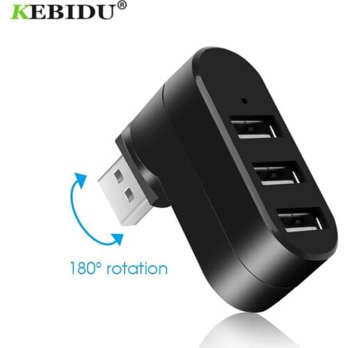 Kebidu 3 Ports USB Hubs USB 2.0 Mini Rotate Splitter Adapter Hub for PC Notebook Laptop usb 2.0 Splitter
