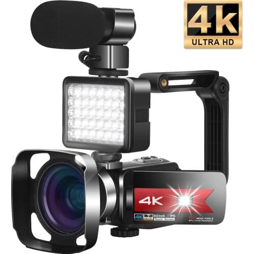 Video Camera 4K Vlogging Camcorder for Live Stream WiFi Webcam Remote Control Night Vision Touch Screen Photography Take Picture