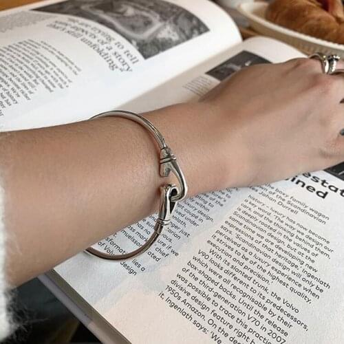 XIYANIKE 925 Sterling Silver Korean Hook Vintage Bracelet High-end Design Fashion Trend Simple Distressed Jewelry Bangles Party