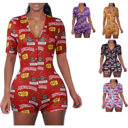 Women Onesies Jumpsuits Designers Fashion Christmas Print Pajama Workout Skinny V-neck Short Nightwear Ladies casual Rompers 202