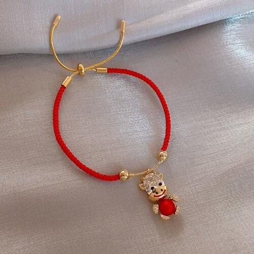Red Rope Chain Cute Cow Bracelets For Women Fashion Hands Jewelry Lucky Lovers Couple Bracelets Bangles Gift Jewelry