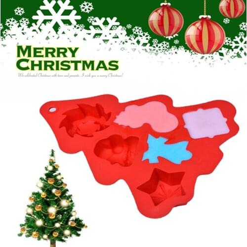 1PC Red Christmas Tree Shaped Silicone Moulds Baking Cake Mold For Muffin, Soap, Cupcake, Pudding