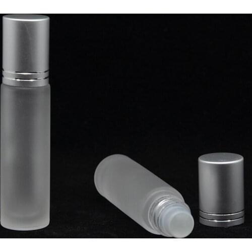 10ml 1/3oz Elegant Frosted Glass Roll On Essential Oils Perfume Bottles With Brushed Alu Cap LX3689