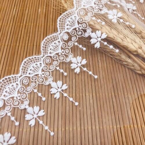 3Yards Water Soluble Embroidered Flower Mesh Fabric Ivory Lace DIY Lace Trim Garment Accessories Lace Fabric 10CM Width