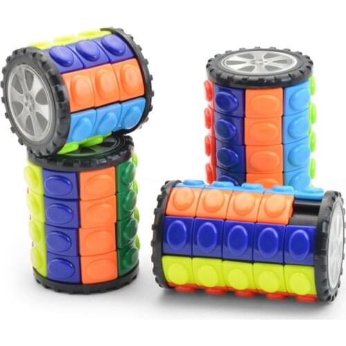 3D Rotate Slide Cylinder Magic Cube Colorful Babylon Tower Stress Relief Cube Kids Puzzle Toys For Children Adults Sensory Toys