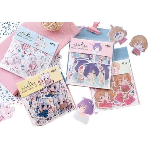 40pcs/pack Kawaii Girl sticker Pack Lable Stickers Scrapbooking Self-adhesive Stickers DIY Decoration Diary Stickers