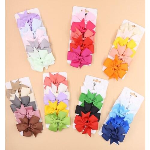 5 Pcs/Set Candy Color Baby Hair Clips Ribbon Pinwheel Bows Kids Hairpin Lattice Girl Children Barrettes Headwear Accessories