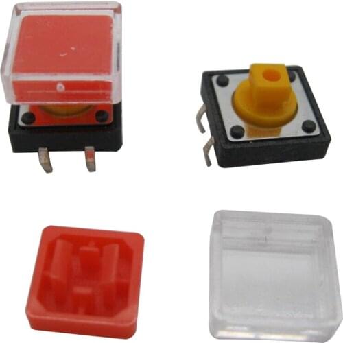 50pcs B3F Tactile Push Button Switch+red color hat 50pcs+transparent cap 50pcs Momentary Tact Touch Micro switch 12x12x7.3mm