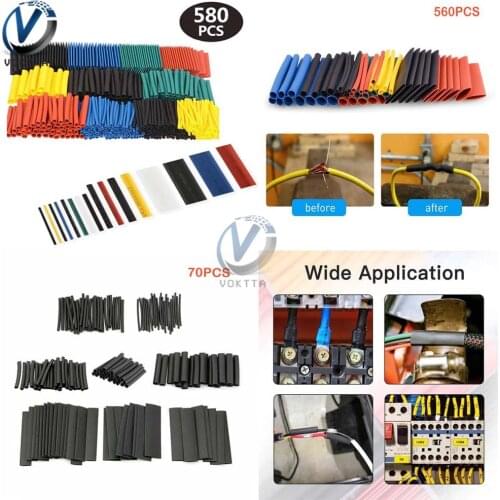 70/570/580pcs/set Polyolefin Heat Shrink Tubing Insulation Shrinkable Tube Assorted Insulation Shrinkable Cable Sleeve DIY Kits