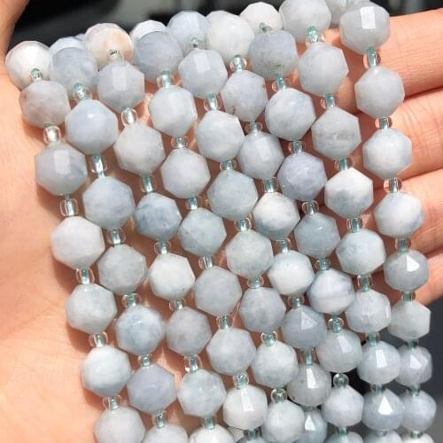 8mm Olive Shape Blue Aquamarines Stone Beads Natural Faceted Loose Gem Spacer Beads For DIY Jewelry Making Bracelet Accessories