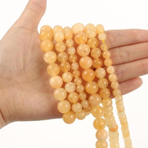Natural Stone Beads 6/8/10mm Yellow Opal Jades Round Loose Spacer Beads for Jewerly Making DIY Bracelets 15inch Mineral Beads
