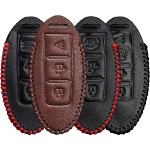 KUKAKEY Genuine Leather Car Key Case Cover For Infiniti Q50 FX35 FX FX37 G37 G35 QX70 G35 Key Shell Bag 4S Shop Gift