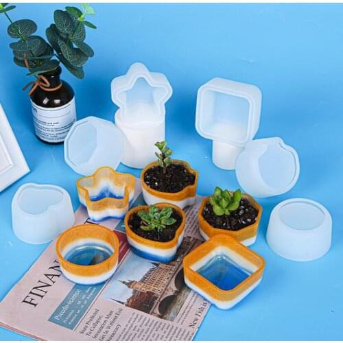 Flower Pot Silicone Mould Resin Concrete Flower Pot Mold Silicone Clay Molds Succulent Flower Pot Mould Candlestick Mold